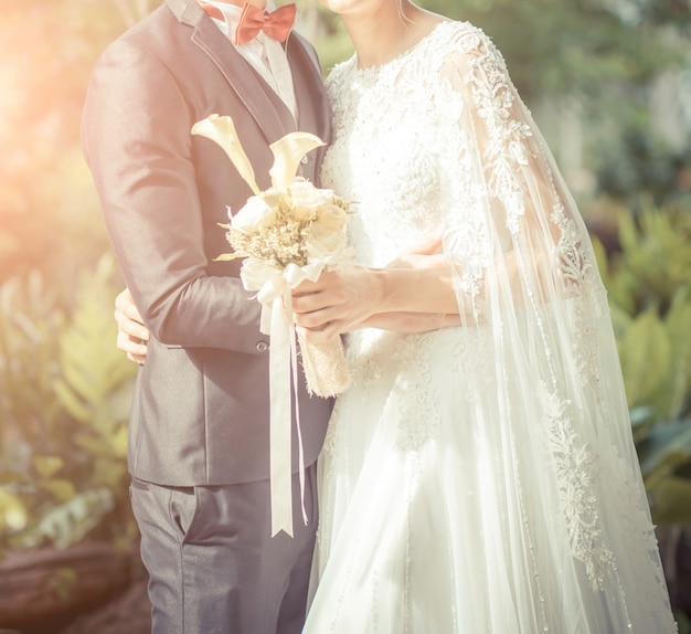 Happy bride and groom on their wedding. 