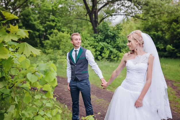 Happy bride and groom