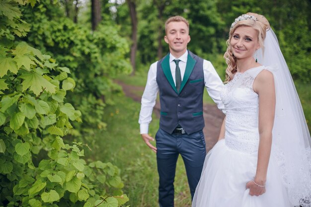 Happy bride and groom