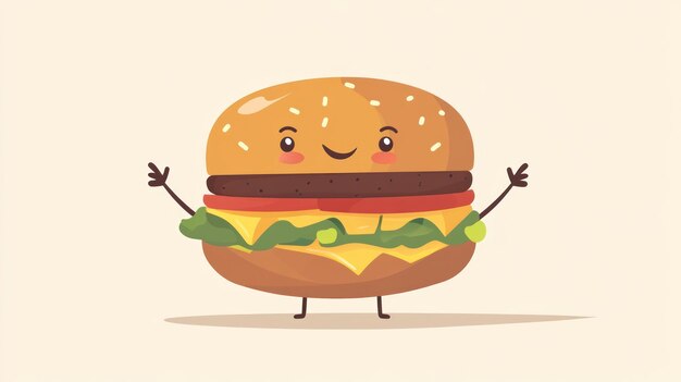 Photo happy burger cartoon character