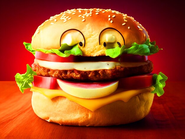 a happy burger with a face free image