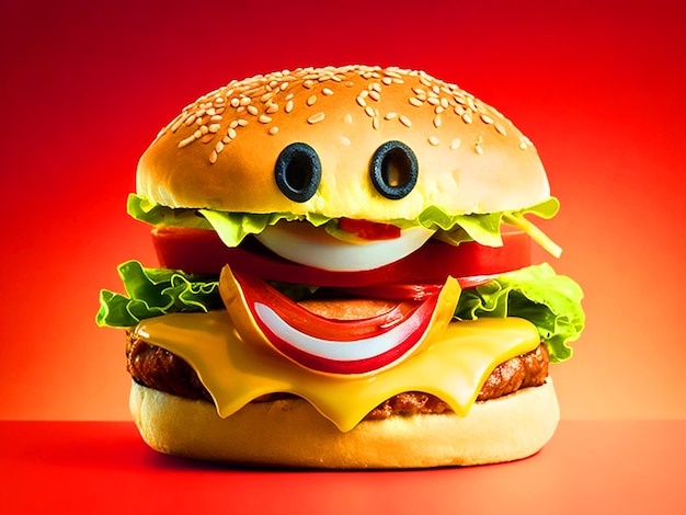 a happy burger with a face free image