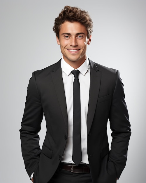 Happy Business man in a suit white transparent background