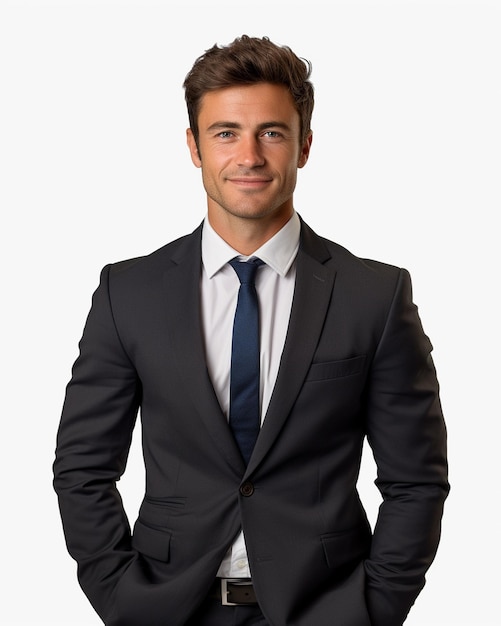 Happy Business man in a suit white transparent background