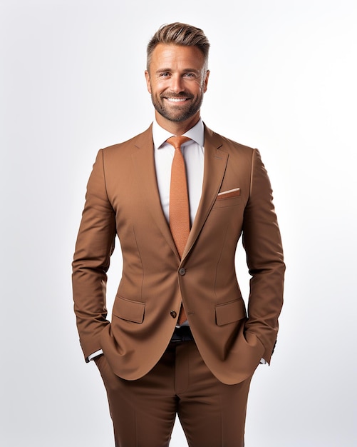 Happy Business man in a suit white transparent background