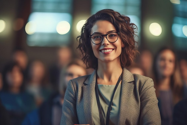 Happy business woman Giving a speech with confidence and charisma women in business working office