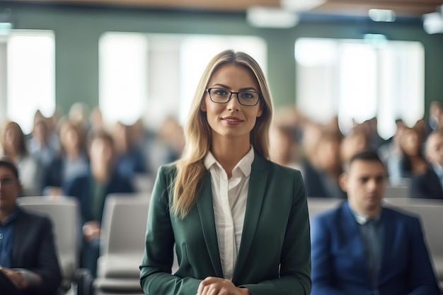 Happy business woman Giving a speech with confidence and charisma women in business working office