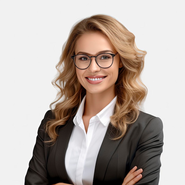 A happy business woman on transparent white background ultra realistic image ultra hd 8K