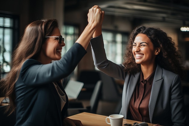 A happy business women doing hello