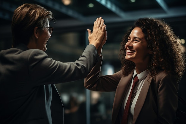 A happy business women doing hello