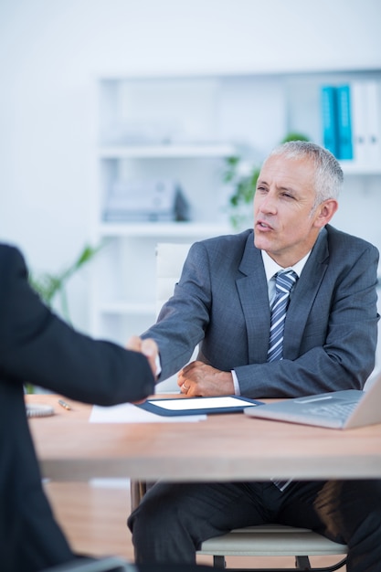 Happy businessmen shaking hands