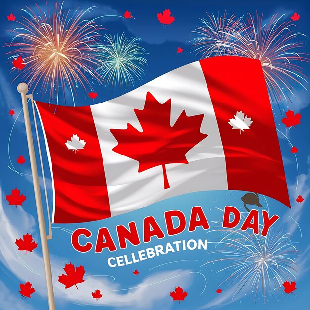 Photo happy canada day background with flag design