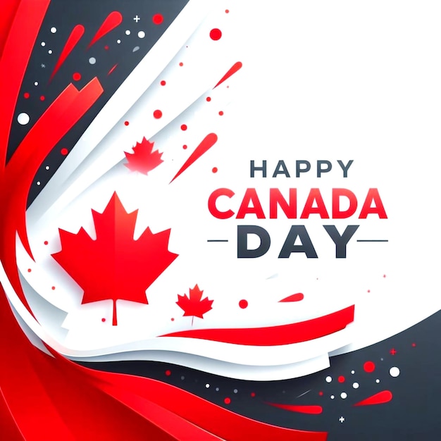 Happy Canada day background with flag and maple leaf