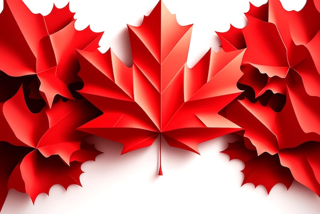 Happy Canada Day background with red maple leaf Generative AI