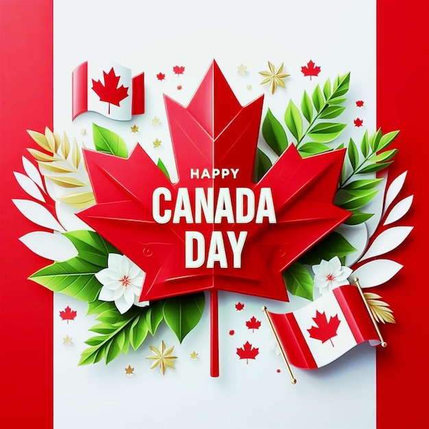 Happy Canada day poster banner for social media