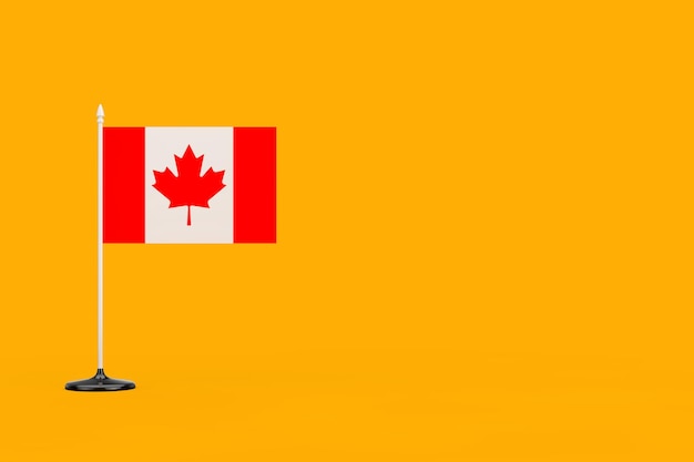 Happy Canada Flag Day Concept Flag of Canada on a yellow background 3d Rendering