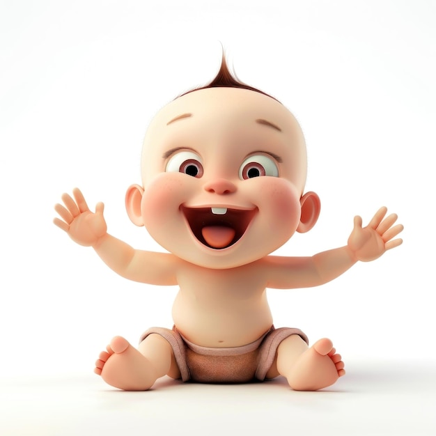 Happy cartoon baby sitting smiling