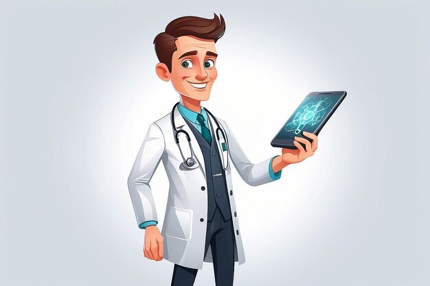 Happy cartoon character of doctor vector illustration white background Made by AIArtificial intelligence