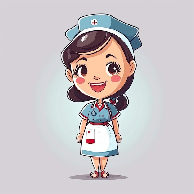 Happy cartoon character of nurse vector illustration white background Made by AIArtificial intelligence