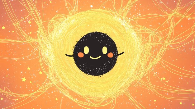 Photo a happy cartoon sun with a smiling face surrounded by light and stars