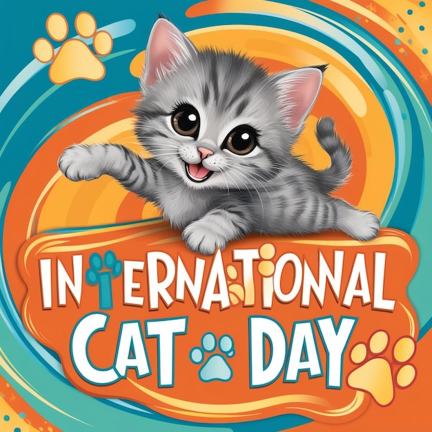 Happy cat day banner