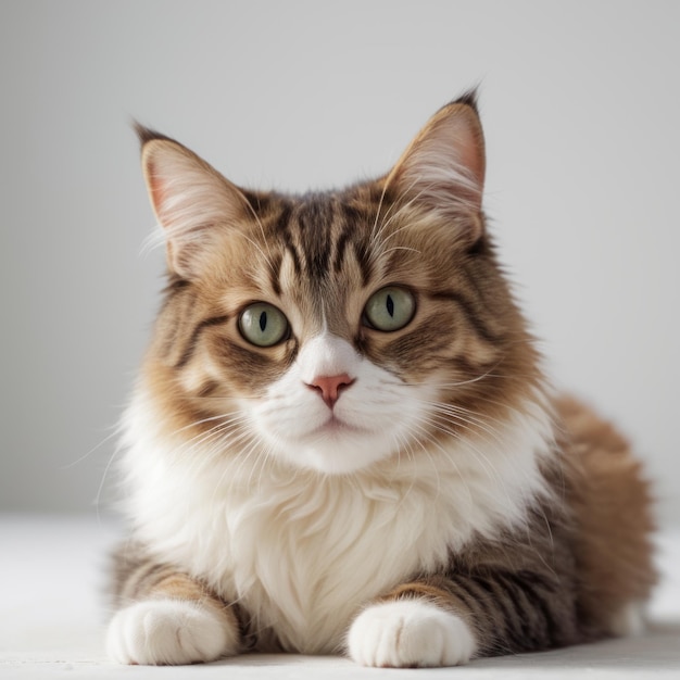 happy cat on white background