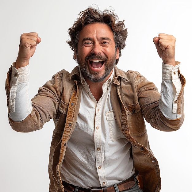 Happy Caucasian Man in Office Attire Full Body Shot