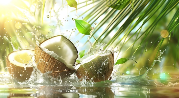 Photo happy celebrating world coconut day september 2 with nature background