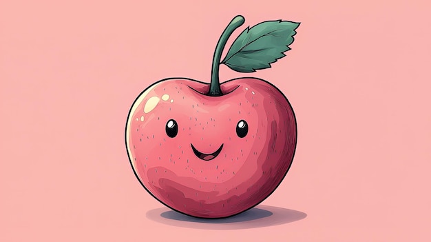 Happy Cherry Cartoon Illustration