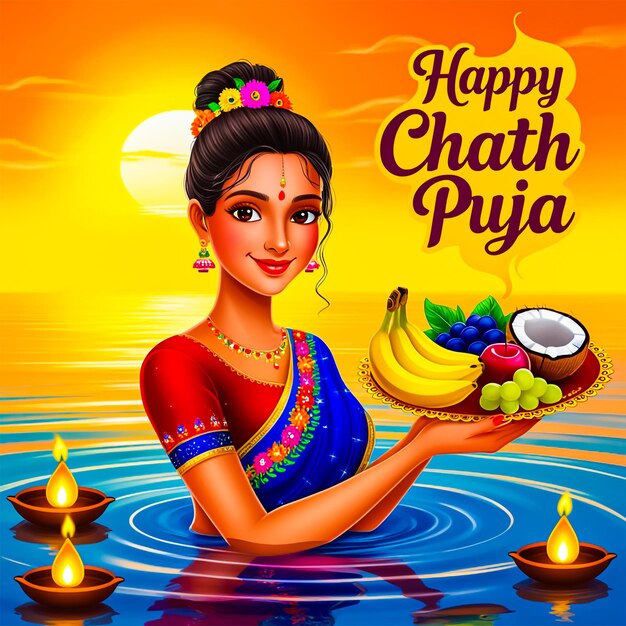 Photo happy chhath puja festival social media post banner