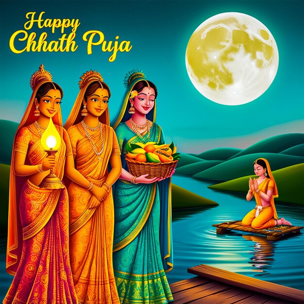 Photo happy chhath puja festival social media post banner