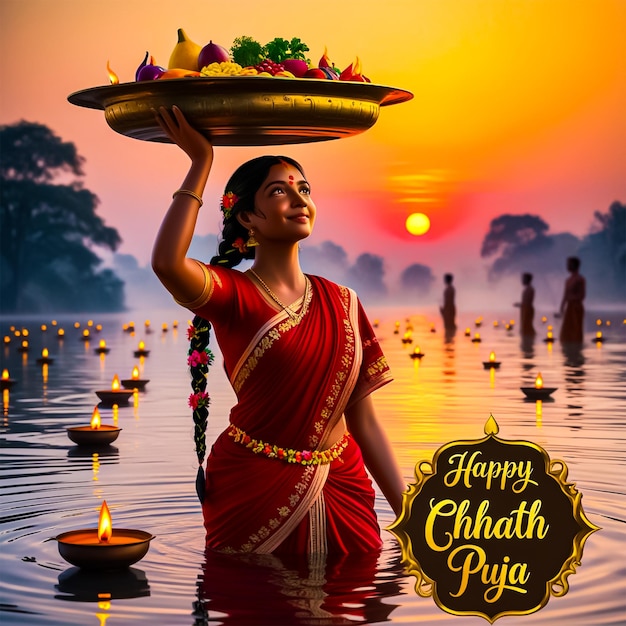 Happy Chhath puja festival social media post banner