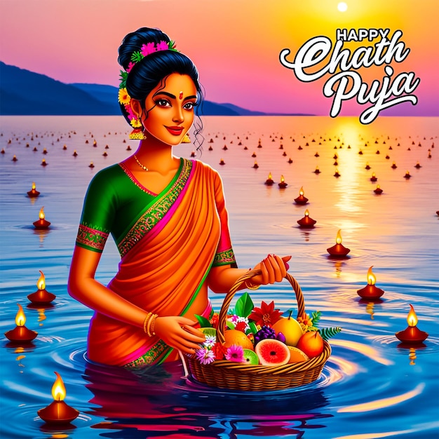 Happy Chhath puja festival social media post banner