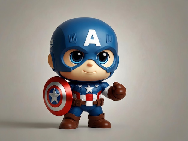 Photo happy chibi marvel captain america white background