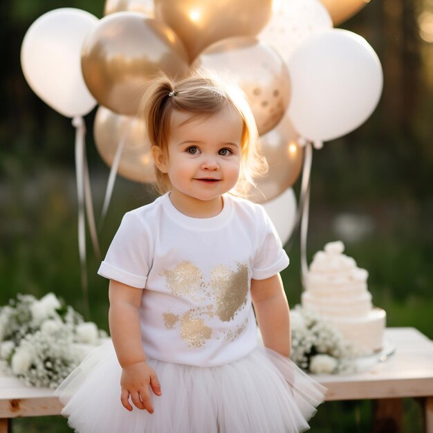 Happy child on Christmas background wearing white tshirt Christmas tshirt mockup