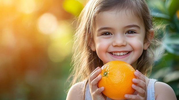 Happy Child Holding Orange