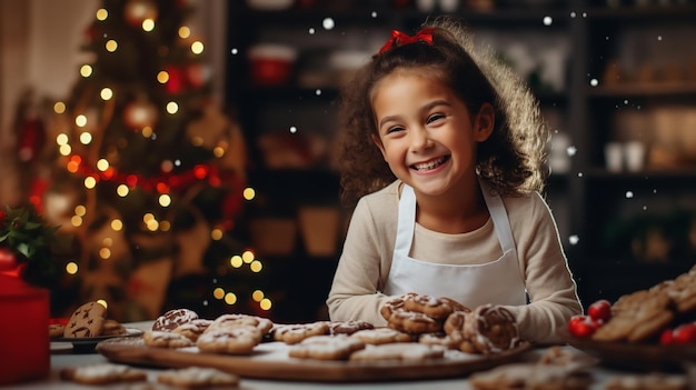 A happy child makes cookies in the kitchen Generative Ai