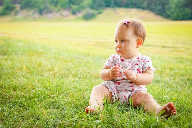 Happy child outdoors in the park