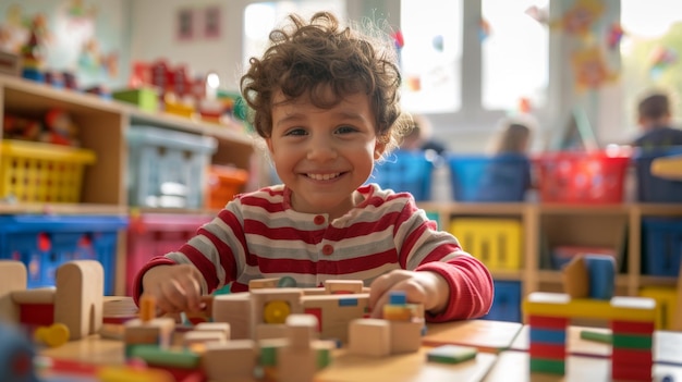 The happy child in preschool