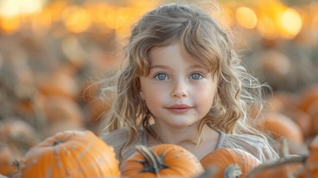 Happy Child at Sunny Pumpkin Patch Joyful Photography with Nikon D750 85mm Lens