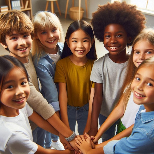 Photo happy children in the classroom