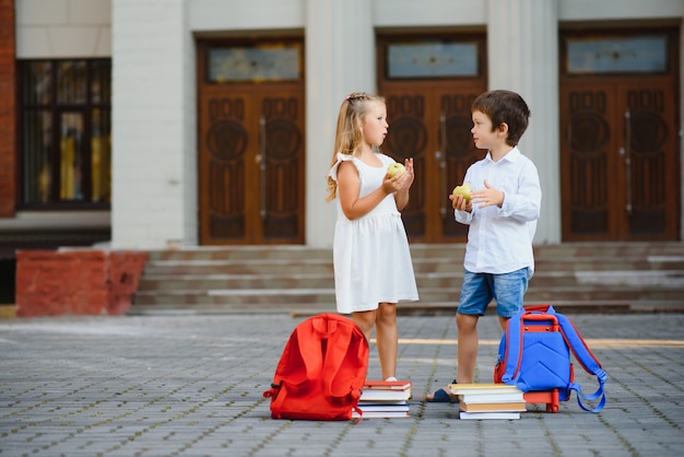 Happy children going back to school