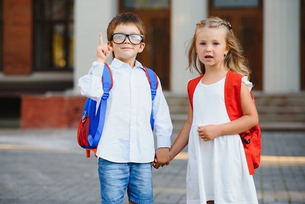 Happy children going back to school