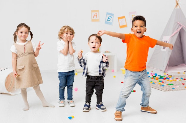 Happy children posing together