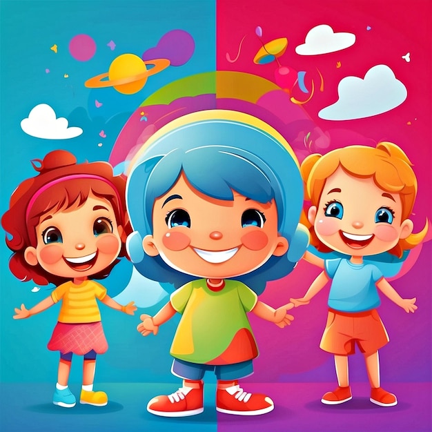 Photo happy children vectors