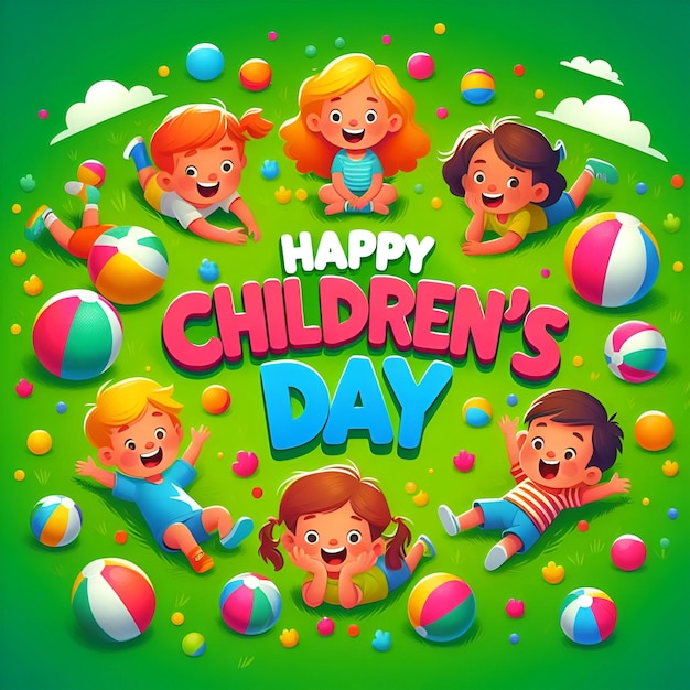 Happy Childrens Day Hand Draw Illustration