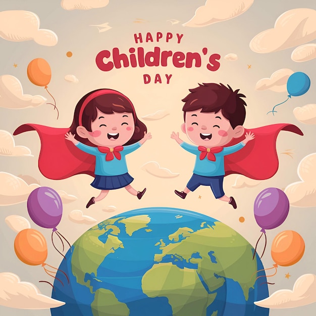 Happy Childrens Day Hand Draw Illustration