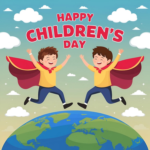 Happy Childrens Day Hand Draw Illustration