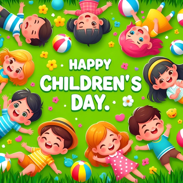 Happy Childrens Day Hand Draw Illustration