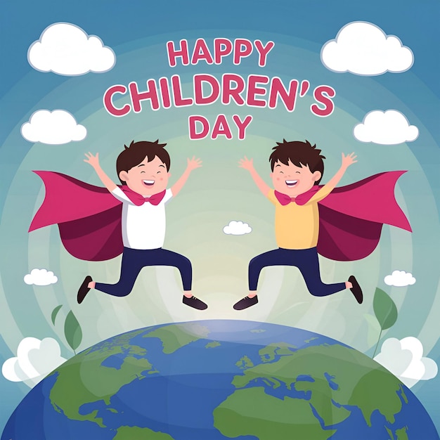 Happy Childrens Day Hand Draw Illustration